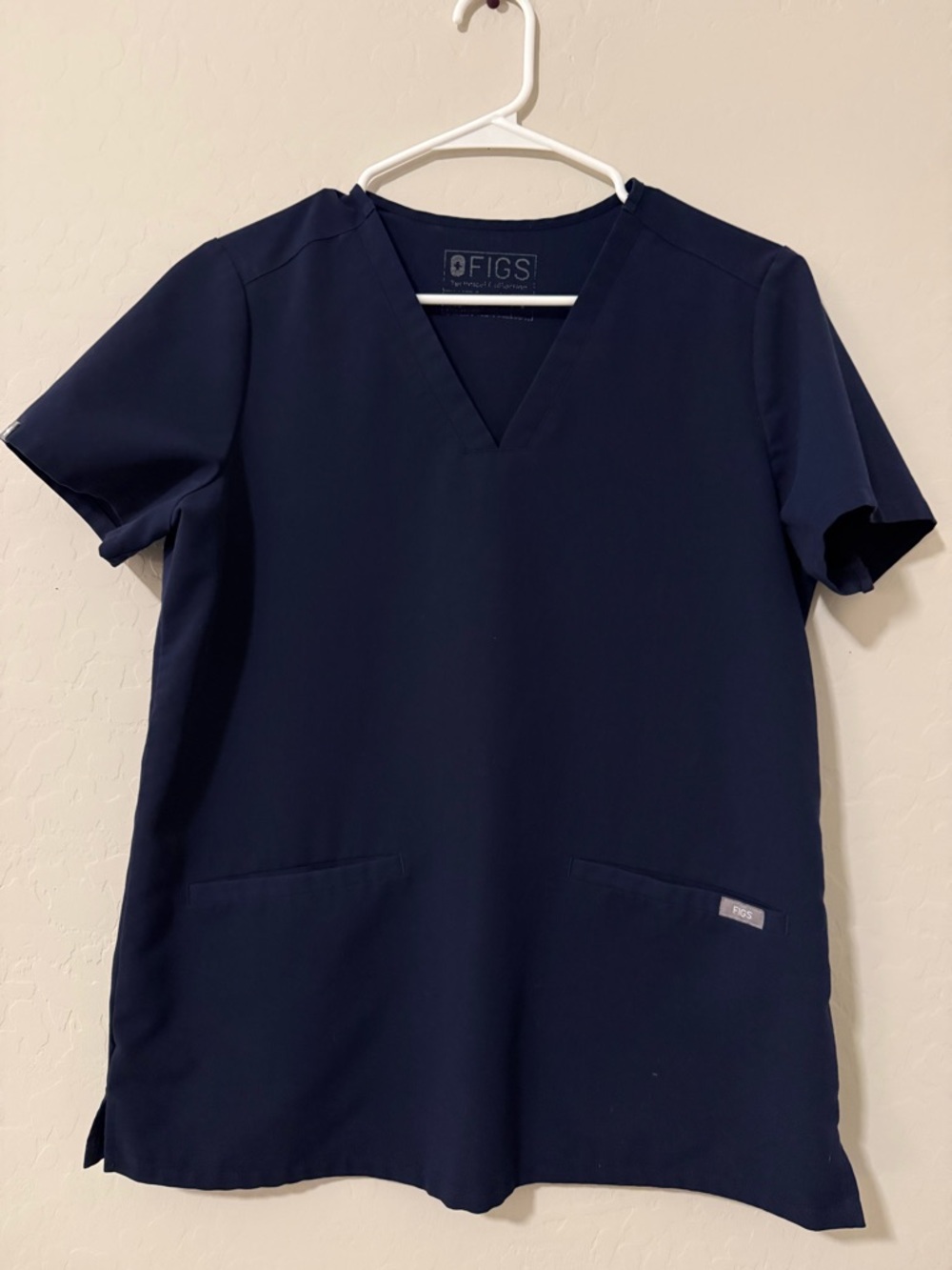 FIGS Scrub Top Small Navy Blue V Neck Medical Uniform Top